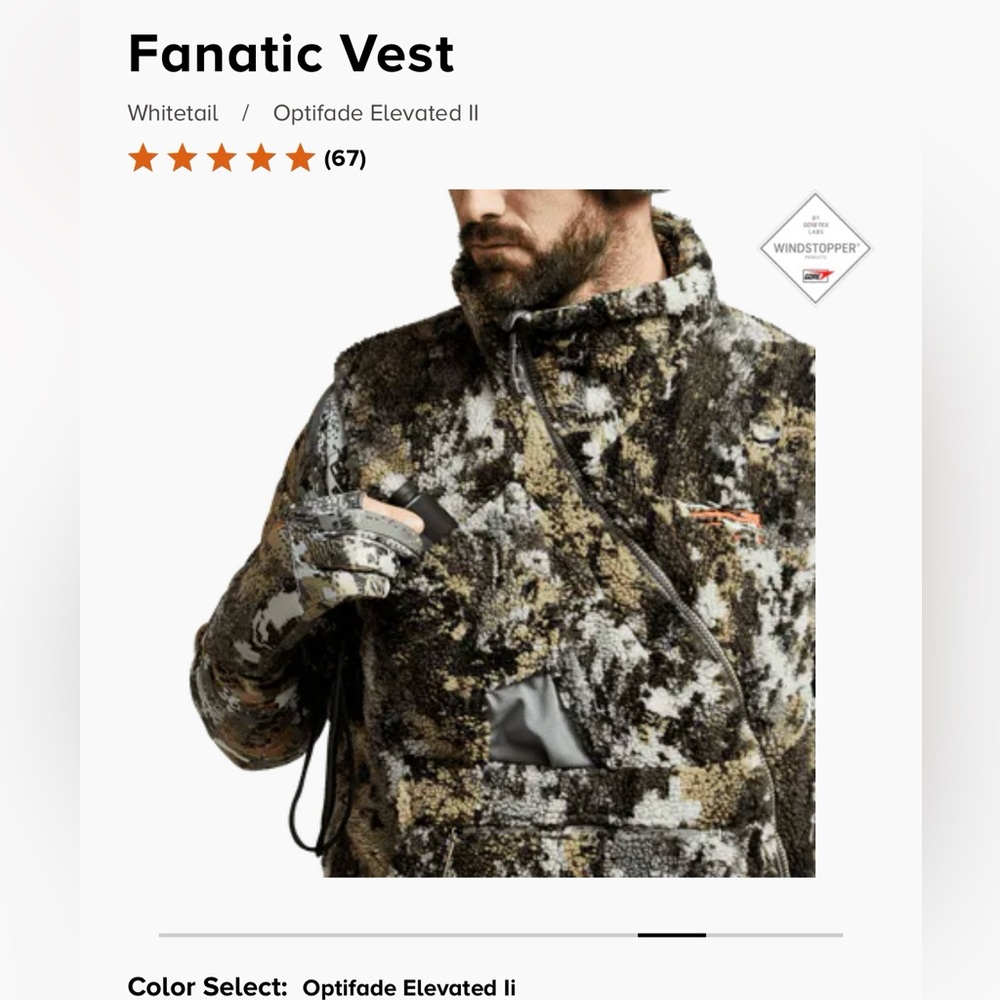 Sitka fanatic vest in optifade elevated ii. Never worn.
